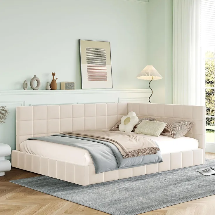 Ball & Cast Schlafsofa (140x200 cm) mit Weicher Rückenlehne, Polsterbett aus Hautfreundlichem Samtstoff, Einfach & Zeitsparend Montierbar, Beige