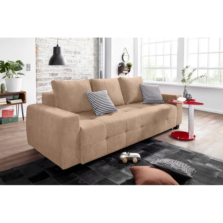 COLLECTION AB Schlafsofa Bella, B: 241 cm, Liegefl. 142x194 cm, mit Bettfunktion, Bettkasten & 2 Zierkissen, Federkern – Bild 5