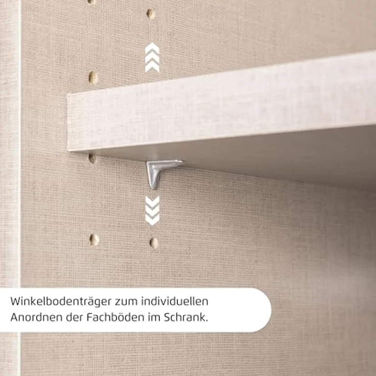 Rauch Möbel Aberdeen, Drehtürenschrank, Kleiderschrank, Garderobe, 4-türig, 8 Schubladen in Absetzung Grau metallic, Schwarz, Farbe Grau metallic/Hochglanz weiß, Griffe Grau metallic, 181 x 197 x 54 cm – Bild 18