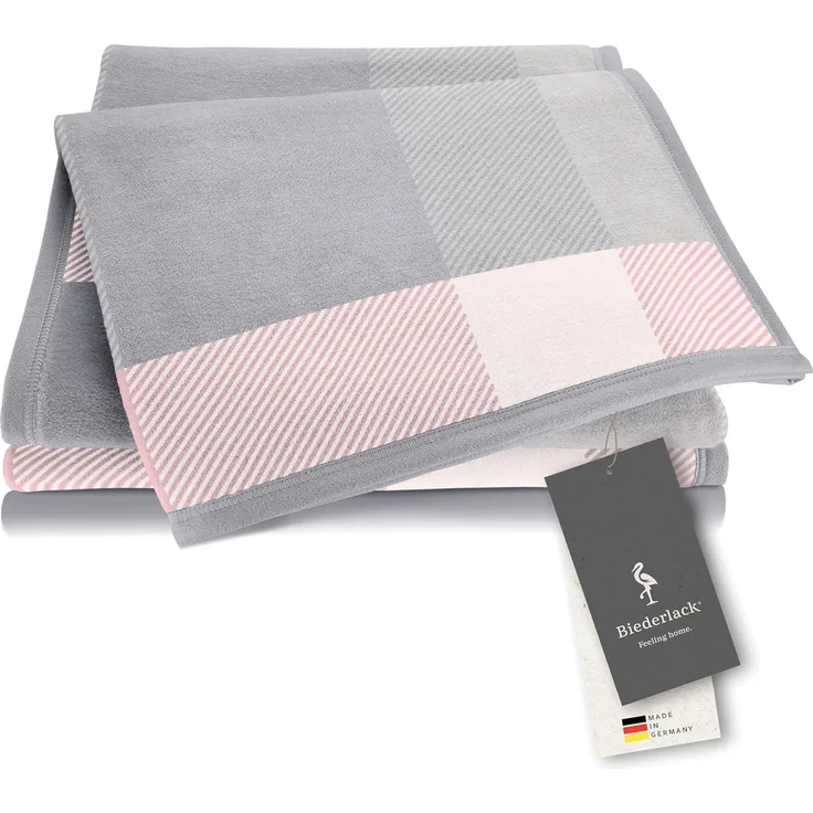 Wohndecke Check rosa, karierte Kuscheldecke in 150x200, Decke aus Baumwoll-Mix, Biederlack, Made in Germany