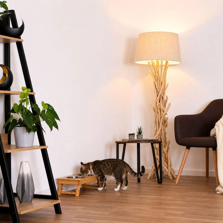 lionto Katzennapfständer aus Bambus, höhenverstellbare Futterstation mit 2 Edelstahlnäpfen, ergonomisch (2×0,7 L) – Bild 2
