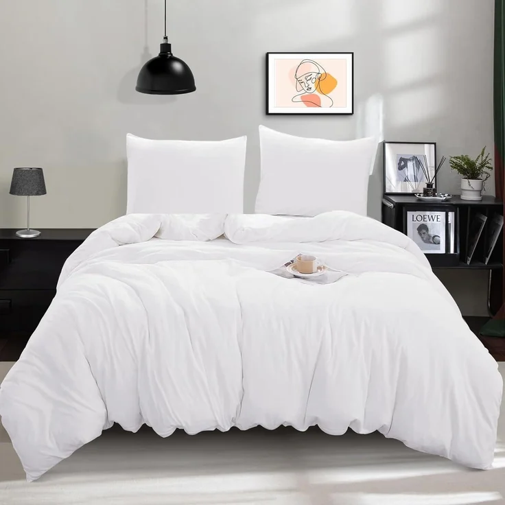 Bettwäsche Sets Mikrofaser 220x240cm Weiß +2 Kissenbezug 80x80cm – Bild 1