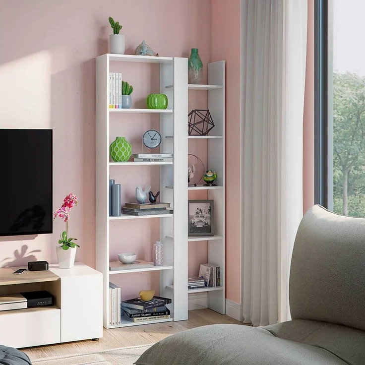 habeig Standregal Hochregal Bücherregal Aktenschrank Kommode Weiß Holz 162x78cm, vielseitig einsetzbar als Bücherregal, Raumteiler oder Kinderregal – Bild 5