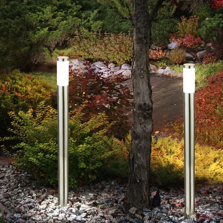 2er Set Außenlampen aus Edelstahl und opalem Kunststoff – Bild 4