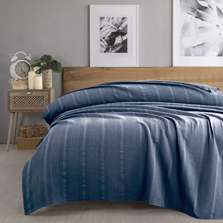 herémood Tagesdecke aus 100% Baumwolle – Elegante Waffelpique Wohndecke 180x220 cm, weiche, Kuscheldecke für Sofa & Bett, atmungsaktiv & pflegeleicht – Mintgrün – Bild 3