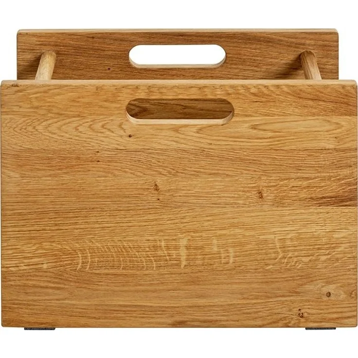 Haku Zeitungsständer aus massiver Eiche, geölt, mit Lochgriff, braun, freistehend, 40x21x30 cm – Bild 5