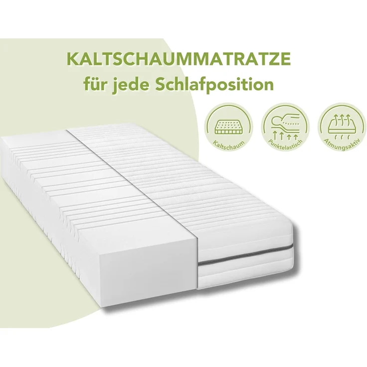 Kaltschaummatratze Silber, 7 Zonen Matratze 90x200 cm, 140x200 cm, Dreamstar, 24 cm hoch, H2/H3/H4, ergonomisch und atmungsaktiv, für jede Schlafposition – Bild 3