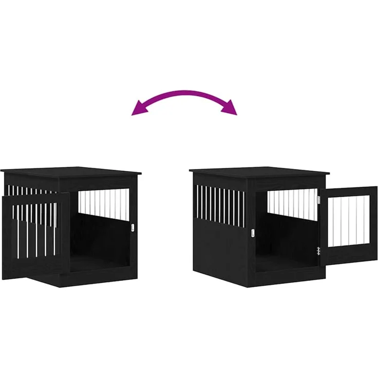 vidaXL Hundebox Möbel Schwarze Eiche 64,5x80x71 cm Holzwerkstoff 862177 – Bild 9