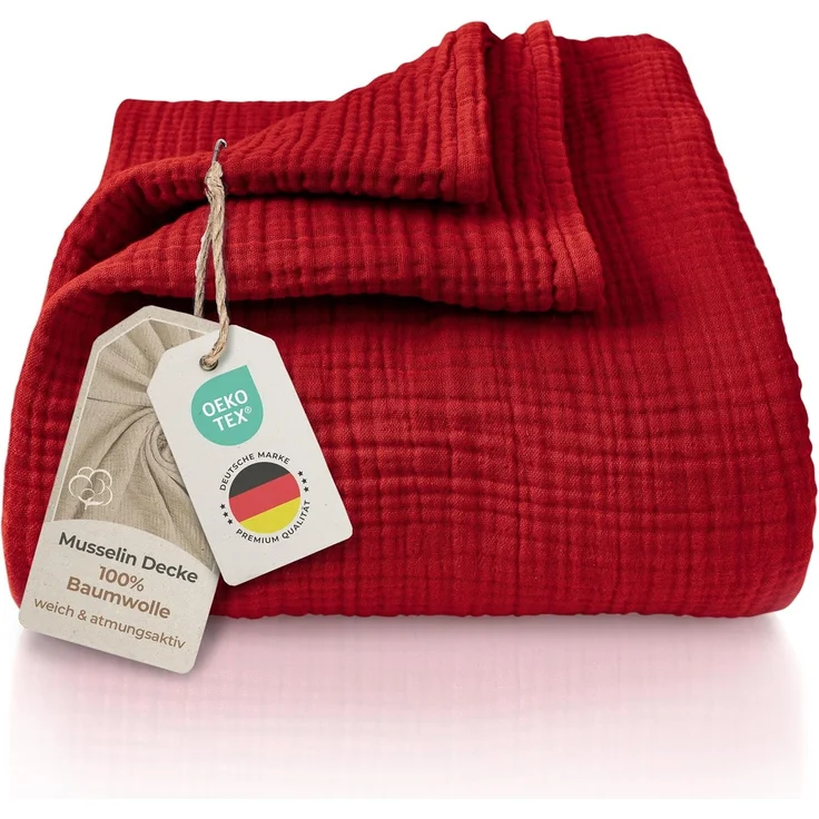 Laynenburg Tagesdecke Musselin aus 100% Baumwolle – Baumwolldecke, Kuscheldecke, Wohndecke als Sommerdecke, Bett-Überwurf, Couch-Überwurf, Sofa-Decke – Bild 1
