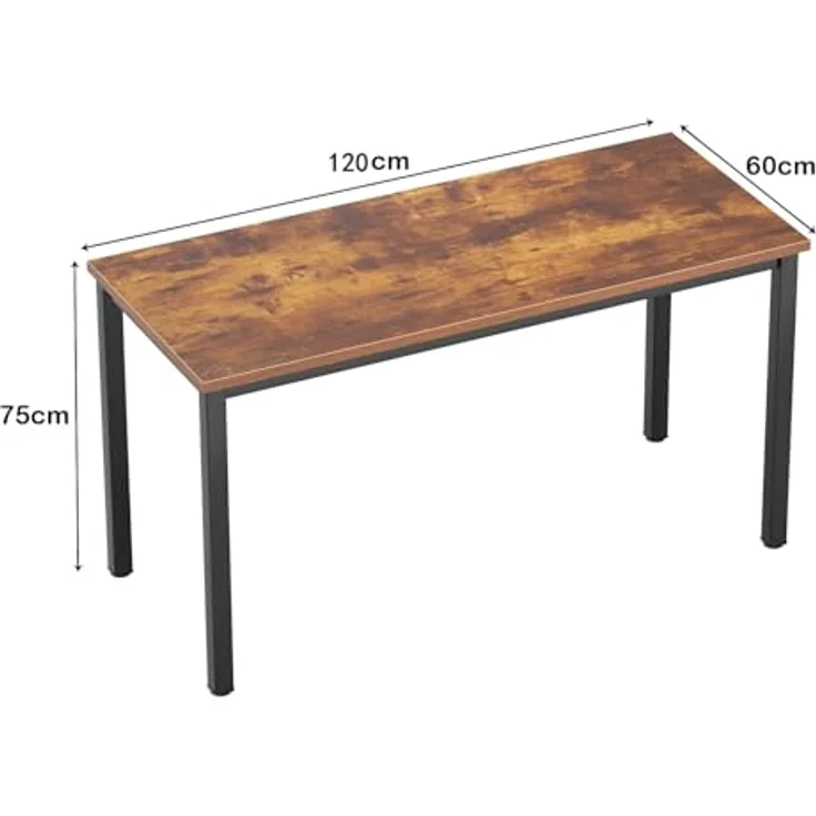 SogesHome Computertisch Schreibtisch 120 x 60 x 75 cm PC Schreibtisch Bürotisch Workstation für Home Office Verwenden Schreibtisch, Esstisch Konferenztisch, Retro & Schwarz – Bild 3