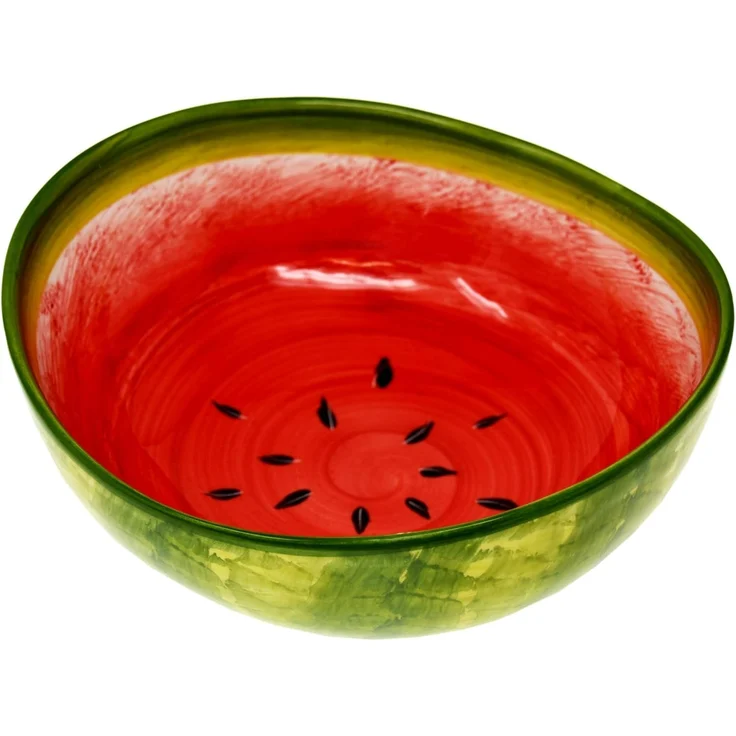 Lashuma Salatschüssel Melone, Keramik, (1-tlg), Handbemalte Obstschale rund Ø 20 cm – Bild 6
