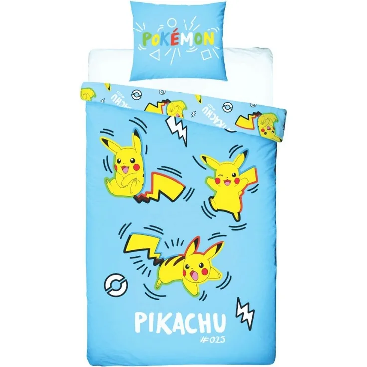 POKÉMON Bettwäsche Pokemon Pikachu Mikrofaser Bettwäsche 2 tlg Set, 2 teilig, 135-140 x 200 Deckenbezug 63x63cm Kissenbezug