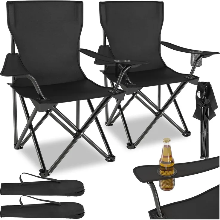 tectake Campingstuhl 2er Set Campingstuhl (2er Set, 2 St), faltbar
