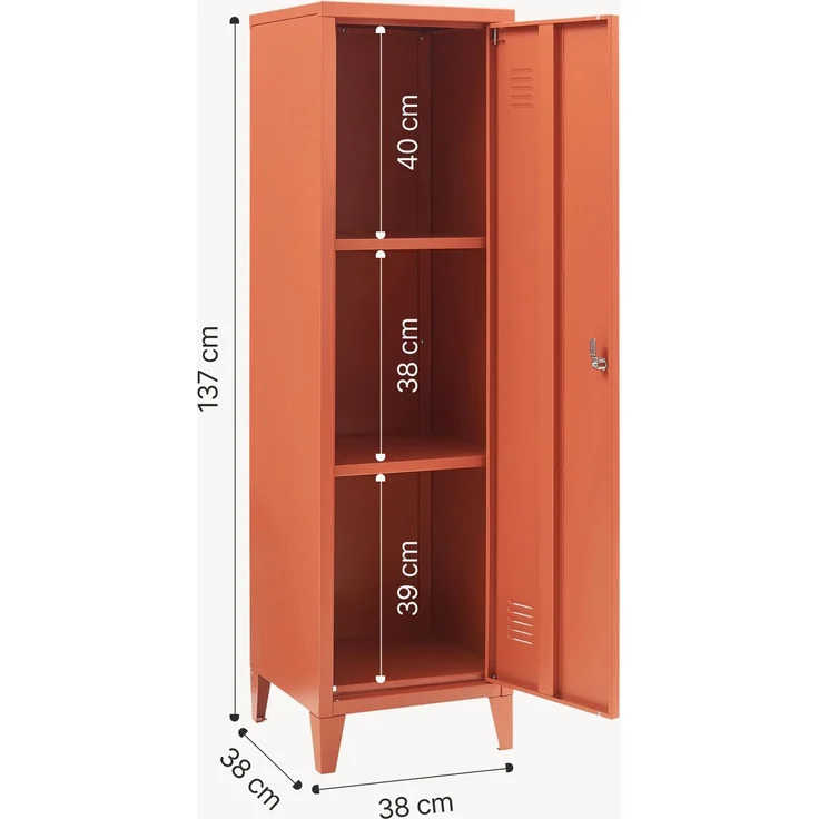 Einzelspind Kurikka 137x38x38 cm Ziegelrot [en. casa] – Bild 5