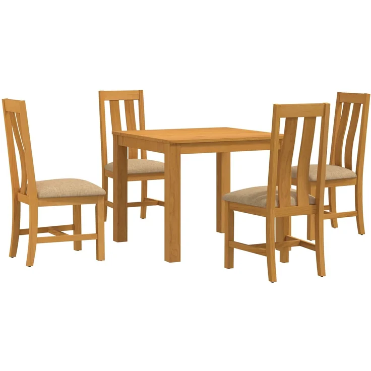 vidaXL Essgruppe BERGEN 5 stk. Beige 90 x 90 x 75 cm Massivholz Eiche 3430336 – Bild 2