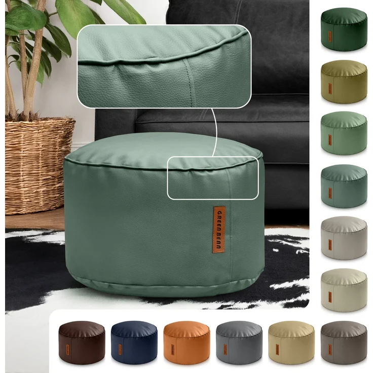 Green Bean® Sitzhocker aus Kunstleder - Pouf mit EPS Perlen Füllung - 43 x 30 cm - perfekte Ergänzung zum Sitzsack - Taubenblau – Bild 2