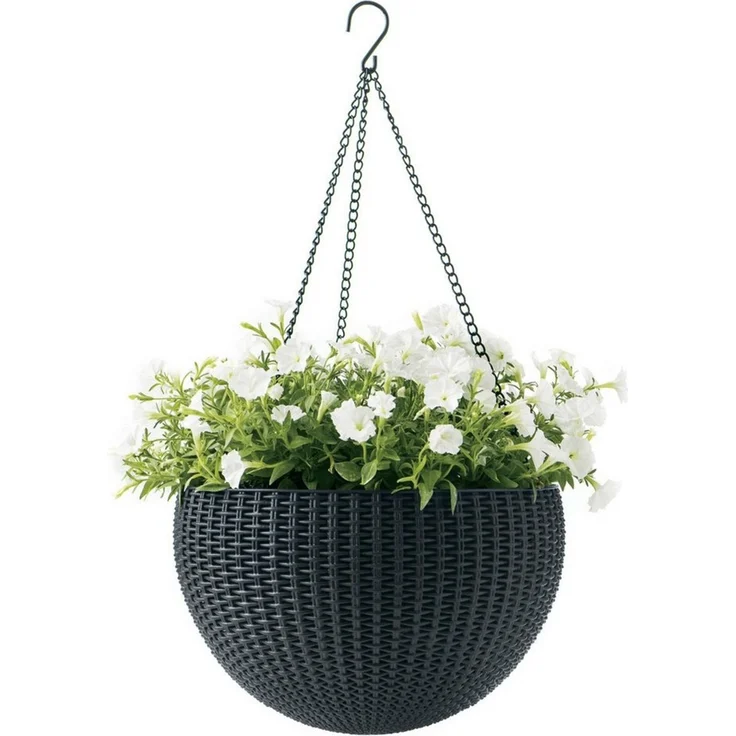 Keter Pflanzkübel 229544 (2 St), Blumentopf mit Hängekette – Bild 1