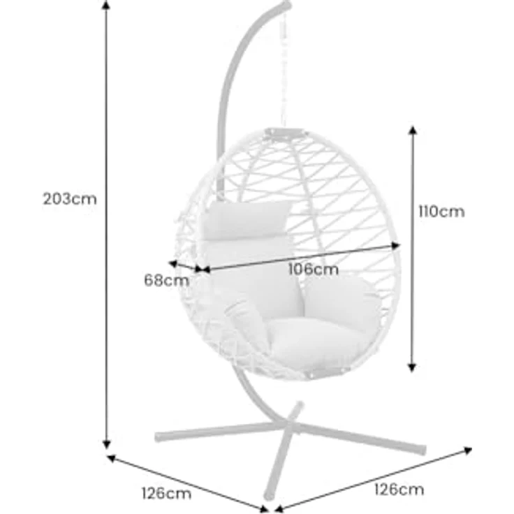 riess-ambiente Hängesessel IBIZA natur-beige / anthrazit (Einzelartikel, 1-St), Outdoor · Stahl · Gartenmöbel · zusammenklappbar · Polyrattan · Balkon – Bild 6