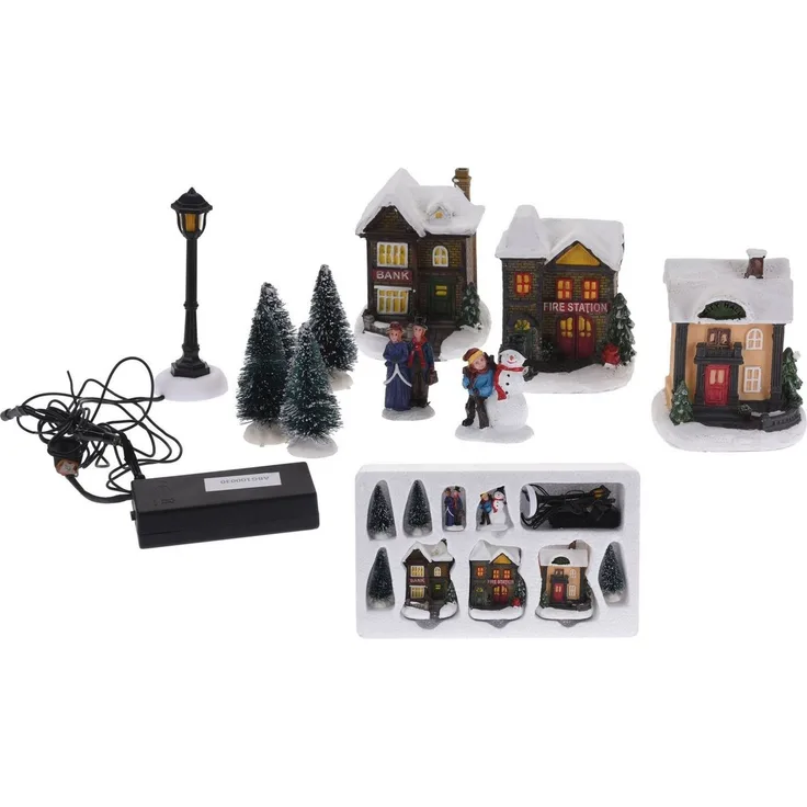 Spetebo Weihnachtsdorf Weihnachtsdorf mit LED Beleuchtung warmweiß, beleuchtet