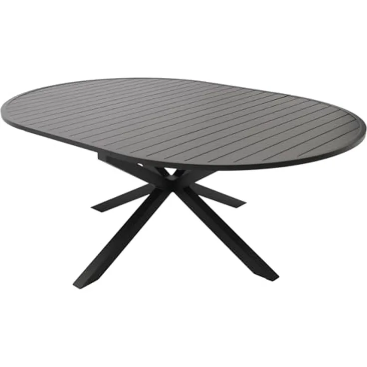DEGAMO Gartentisch ARLES, Ausziehbar rund/oval 140/200x140cm, Aluminium anthrazit