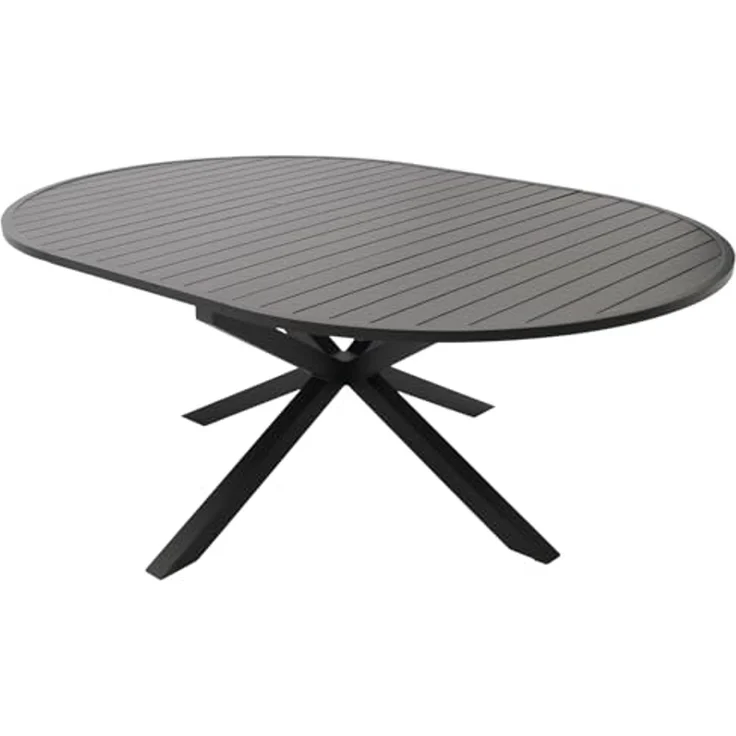 DEGAMO Gartentisch ARLES, Ausziehbar rund/oval 140/200x140cm, Aluminium anthrazit – Bild 1