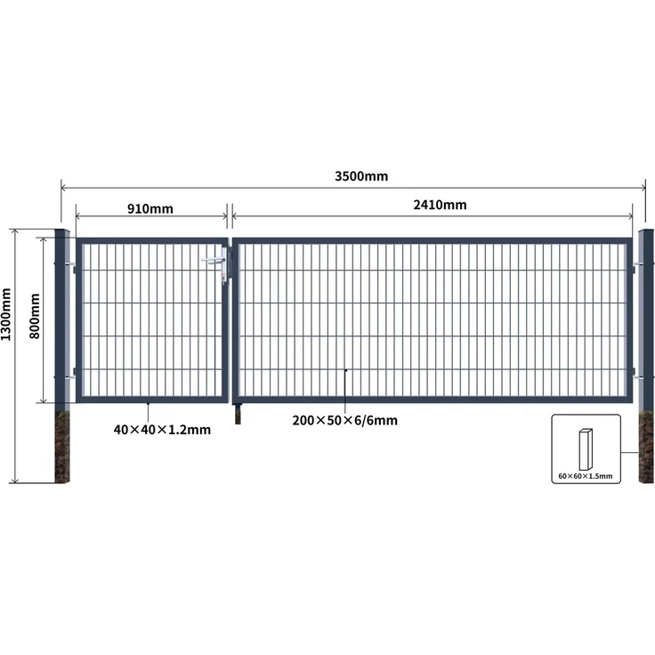 HOME DELUXE Doppelflügel Gartentor ADITUS - 80 x 350 cm Anthrazit – Bild 6