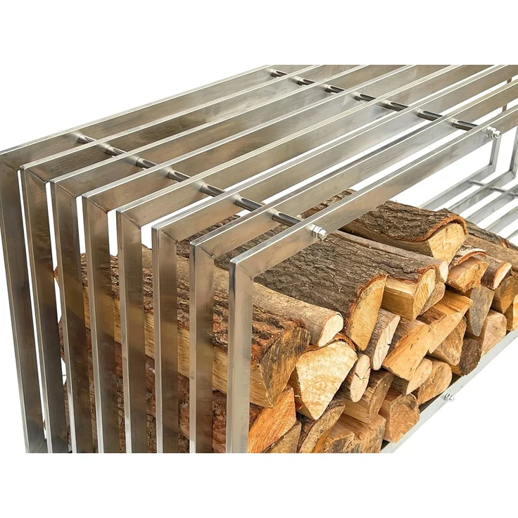 DanDiBo Kaminholzregal Innen Edelstahl Metall Kaminholzständer 96429 Brennholzregal 150 cm Holzkorb Kaminholzhalter – Bild 9