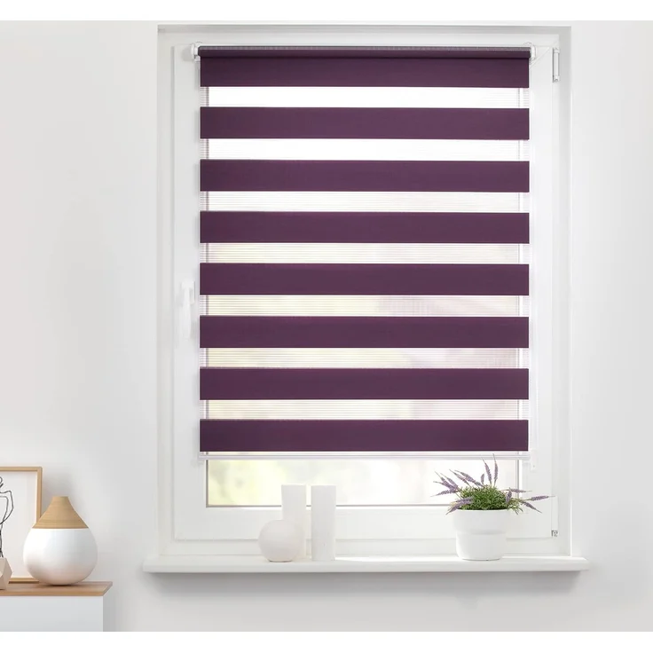 Lichtblick Sonnenschutzsysteme GmbH Doppelrollo Kopenhagen 55 cm x 150 cm (BxL) Brombeer modernes Duo Rollo; Klemm- und schraubbar; Lichtdurchlässig und blickdicht – Bild 2