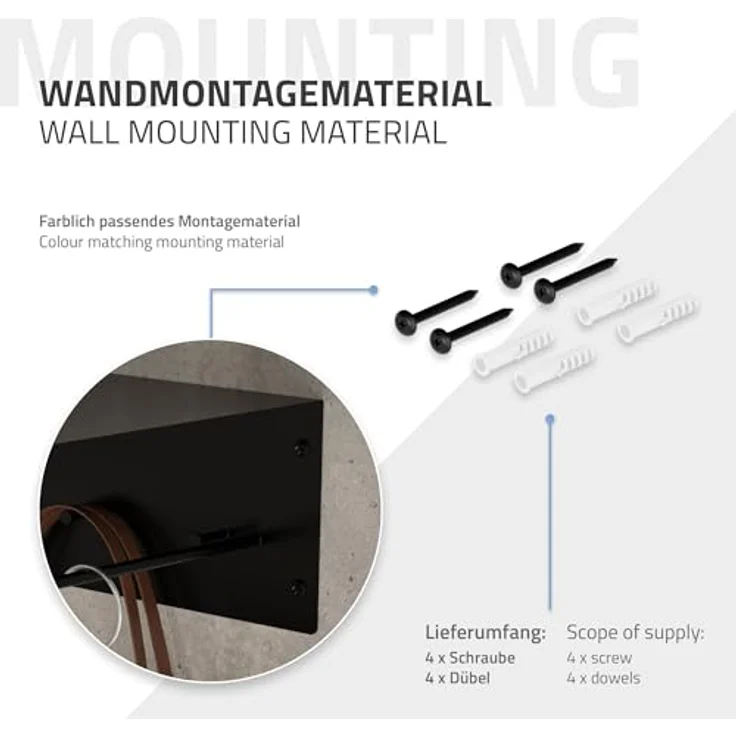 ML-DESIGN Kleiderstange, Schwarz, Metall, 30x15x60 cm, Wandgarderobe mit Hutablage und 5 Jackenaufhängern – Bild 5