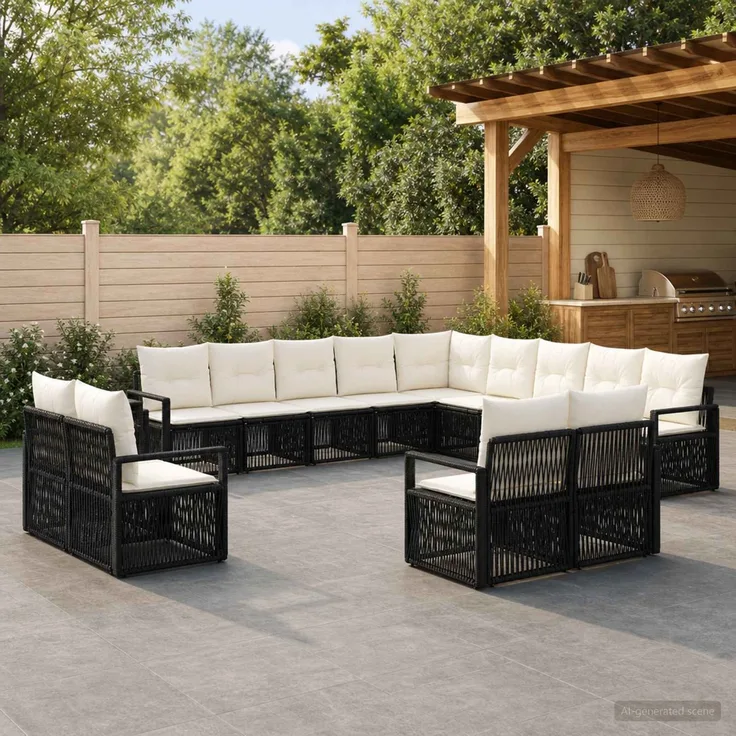 vidaXL Gartensofa-set 13 stk. 13-Sitzer Schwarz Poly-Rattan 3435892