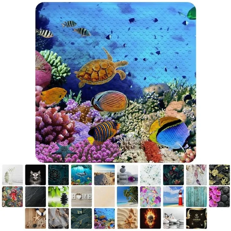 Sanilo Duschmatte, mit Motiv, rutschfest, waschbar, quadratisch, 230 extra starke Saugnäpfe, Kunststoff PVC, 53 x 53 cm, Ocean – Bild 4