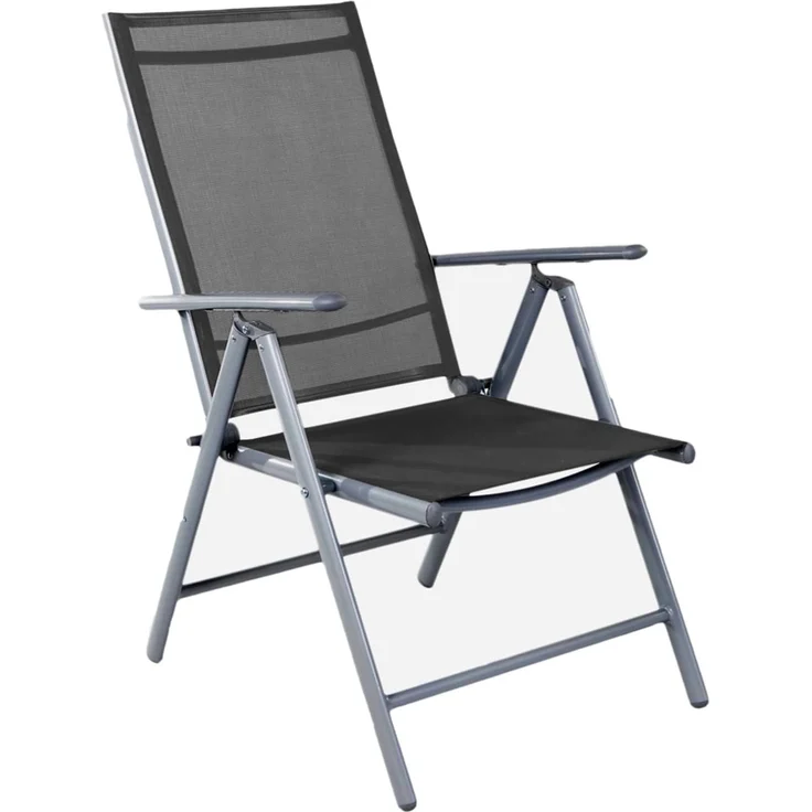 Garten Klappstuhl Gartenstuhl Hochlehner Alu Textilen Silber/Anthrazit – Bild 4