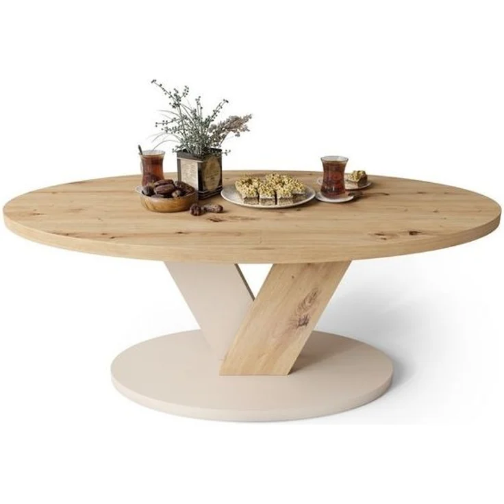 designimpex Couchtisch Design Couchtisch Lova oval Wohnzimmertisch ovaler Tisch Sofatisch, Funktionstisch, Wohnzimmertisch, Tisch, Esstisch, Sofatisch, Rollen – Bild 4