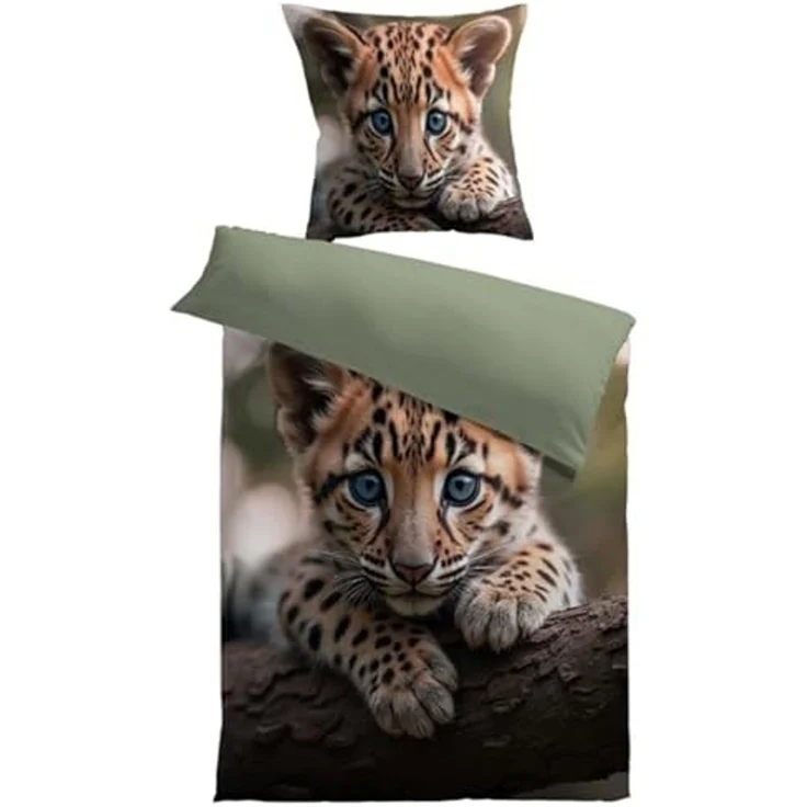 MESANA Bettwäsche Microfaser, Microfaser, Wendebettwäsche, Leopard – Bild 1
