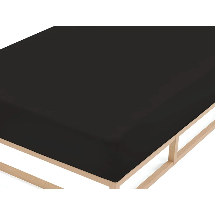 biberna Feinbiber-Spannbetttuch 0002744, schwarz, 1x 90x190 cm - 100x200 cm – Bild 1