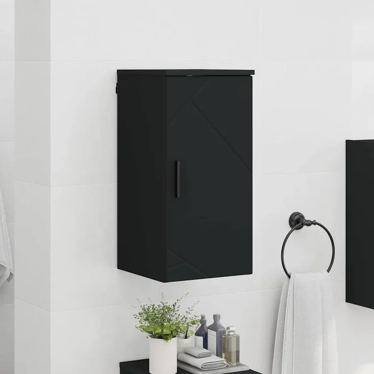 vidaXL Badezimmerschrank Wandmontiert Schwarz 30 x 31,5 x 61 cm 883345 – Bild 3