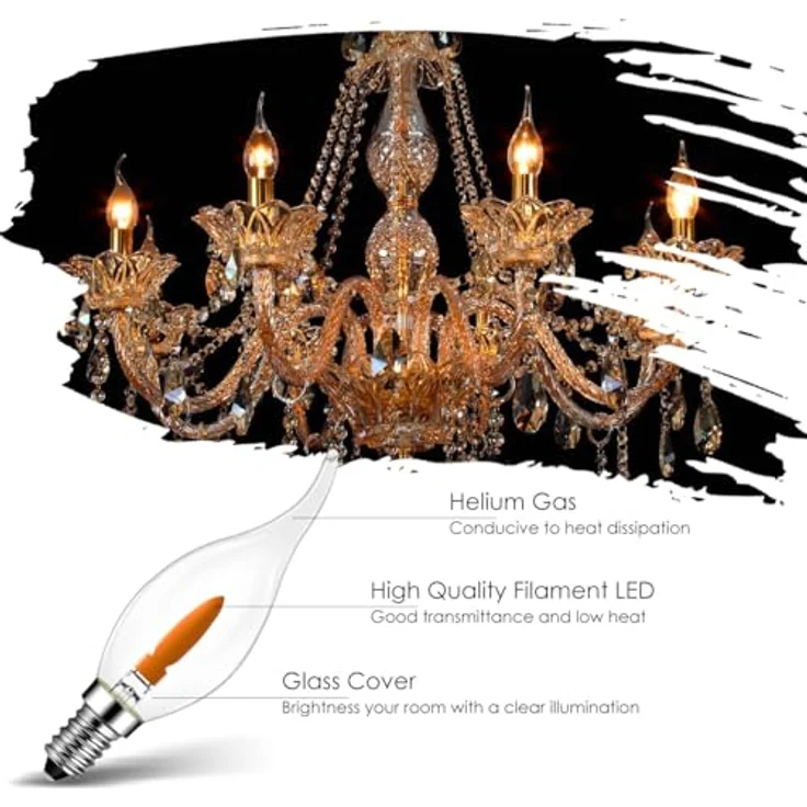 LVWIT Flammen LED E14 Warmweiss 1W, Kerzenlampe T35 Glühbirne Flammeneffekt Stimmungslicht Flackerlampe für Zuhause Garten Bar Halloween Weihnachten, Ersetzt 3W Glühlampen, 1800K, 6er Pack – Bild 4