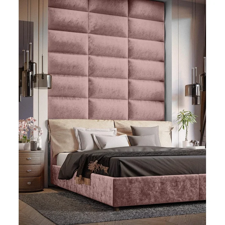 Muralo Samt Wandkissen Stoff Polsterpaneel Schlafzimmer Wohnzimmer Bett Wandpolster Bettkopfteil Lendekissen Modern Luxus Gepolstert Polster Paneel (Hellrosa, 70x30 cm) – Bild 2
