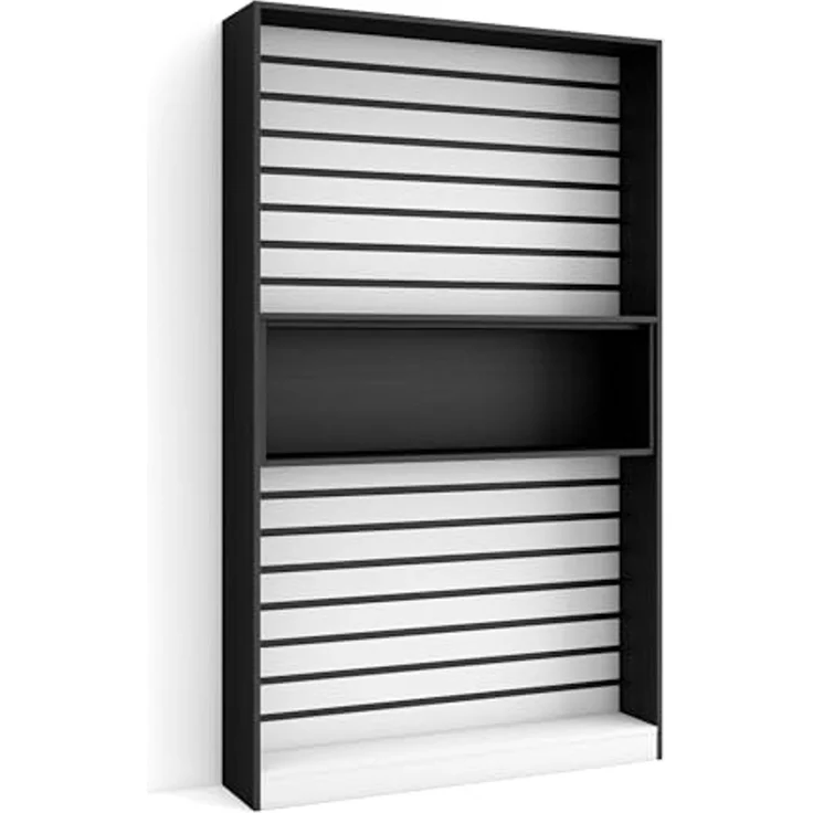 Skraut Home | Bücherregal Bibliothek | Bookshelf, Bookcase | 110 x 186 x 25 cm | Wohnzimmer, Esszimmer, Büro | Aufbewahrungsregal | Moderner Stil | Weiß und Schwarz – Bild 1