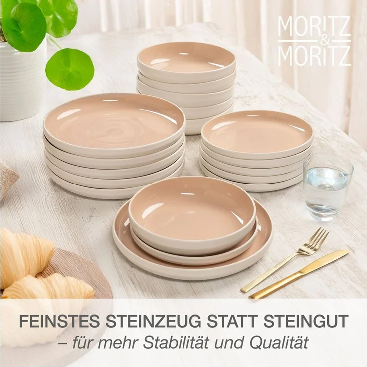 Moritz & Moritz Geschirr-Set CAVO Geschirrset Almond (36-tlg), 12 Personen, Steinzeug, für 12 Personen aus Steinzeug – Bild 3