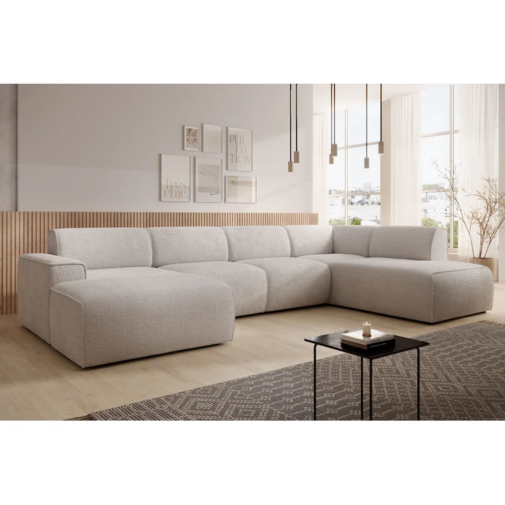 AX LIVING XXL Sofa U Form Didim Creme 378cm breit modern & großzügig R