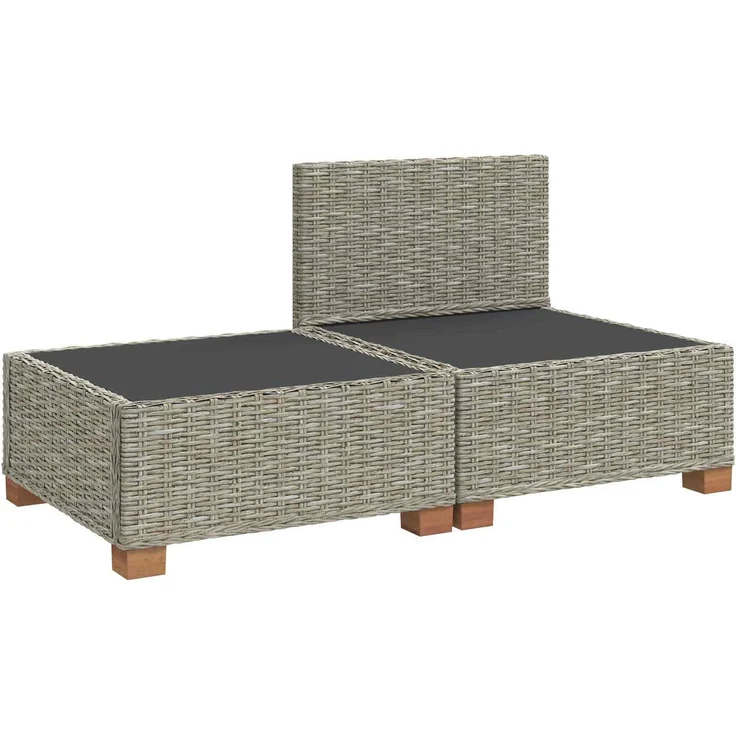 vidaXL 2 Stk. Rattan-Lounge-Set mit Kissen GENDT Naturrattan Kubu Grau 42034410 – Bild 4