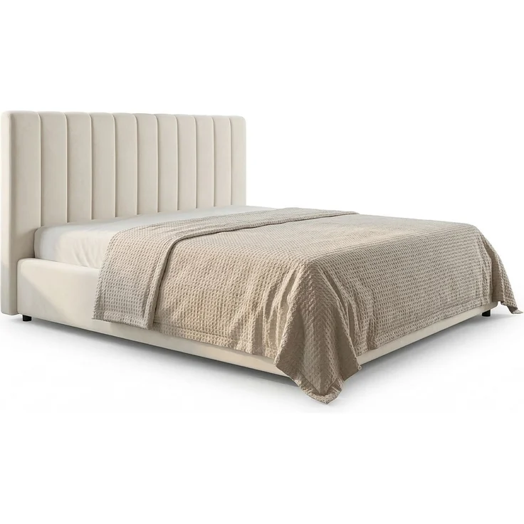 KAWOLA Bett CATTURA Polsterbett Velvet creme 200x200cm mit Lattenrost – Bild 3
