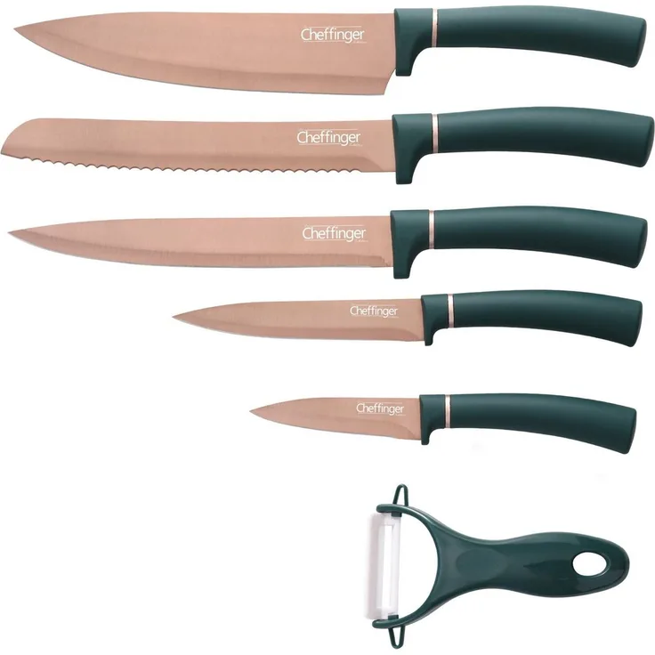 Cheffinger Topf-Set 6 tlg Edel Messerset Messer Fleischmesser Brotmesser, (6-tlg)
