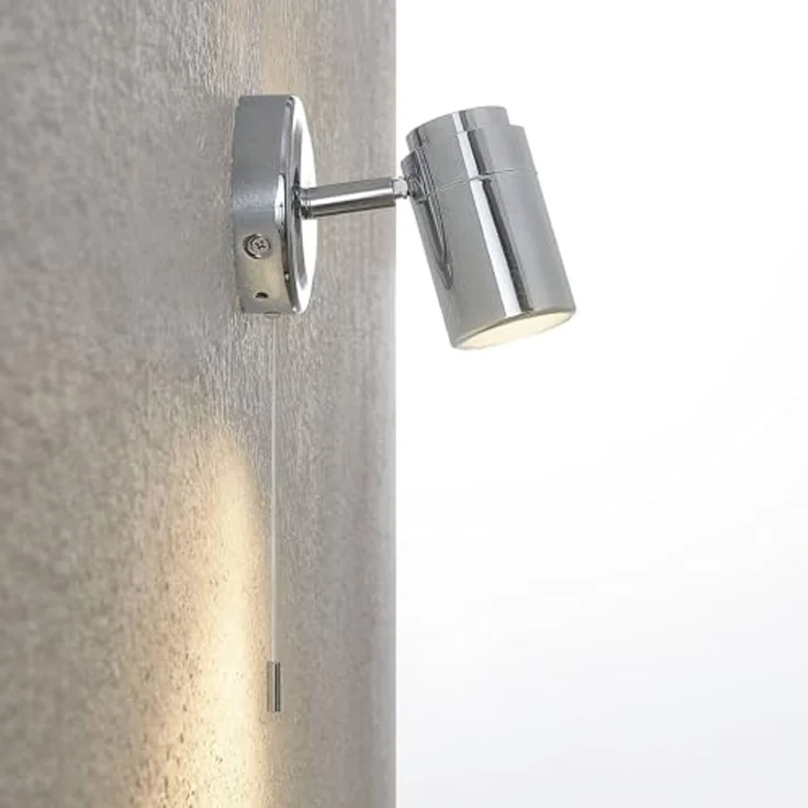 Lindby Wandleuchte Remilan, LED, Metall, Chrom IP44, 1x10 W LED – Bild 6