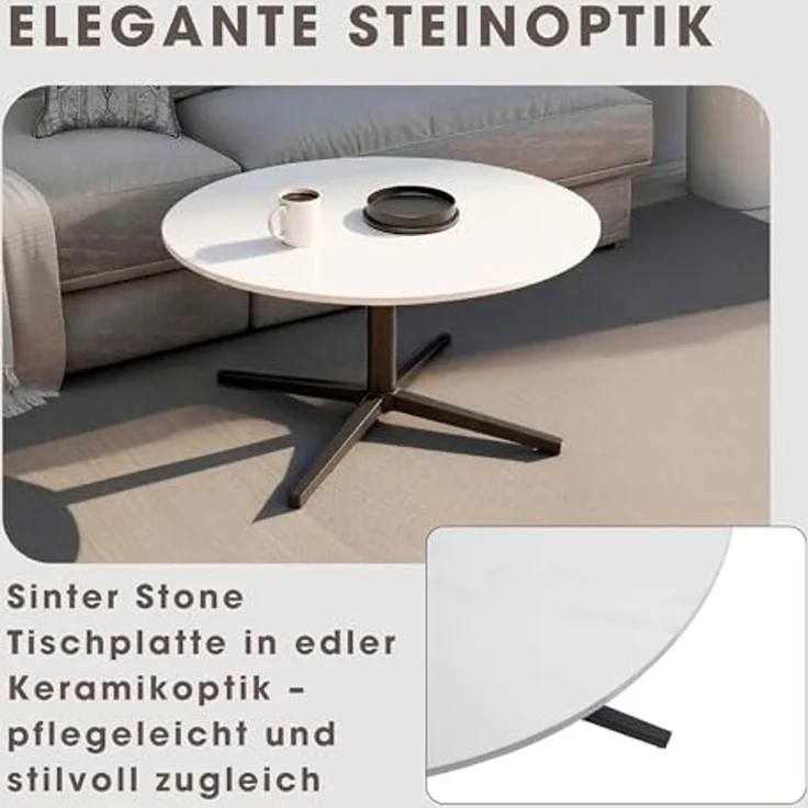 byLIVING Couchtisch Cup/Tischplatte in weiß, Gestell in schwarz/Wohnzimmertisch, Sofatisch, Beistelltisch/Maße: B 70, H 36,5, T 70 cm – Bild 5