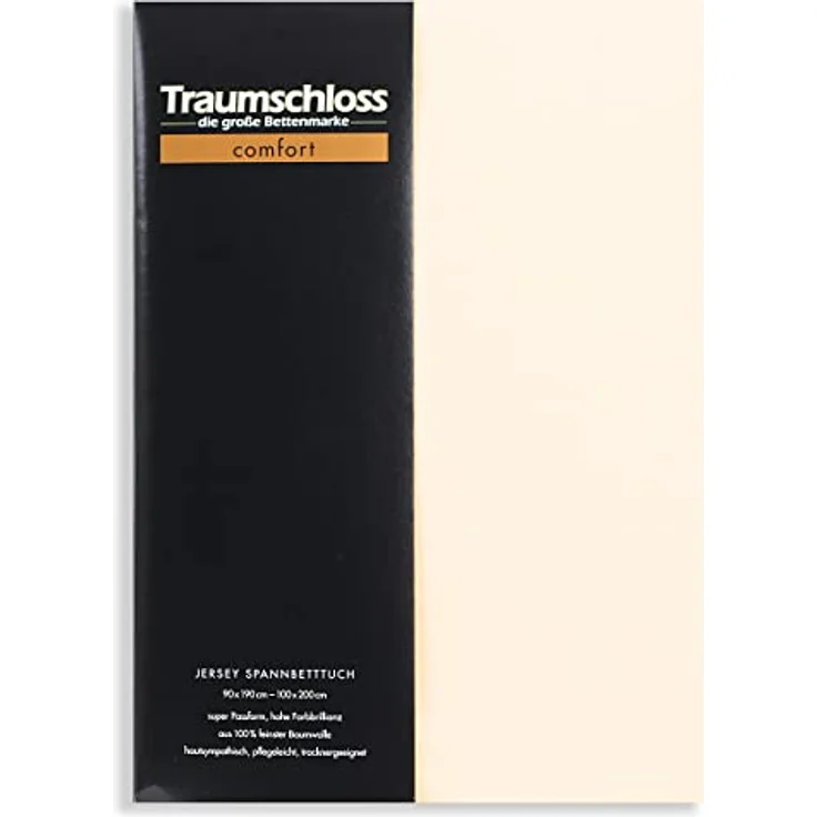 Traumschloss Spannbettlaken Comfort, Jersey, Creme, 90-100x200, 100% Baumwolle – Bild 2