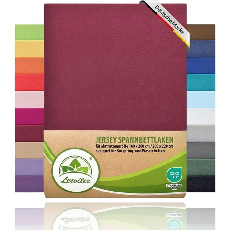 leevitex® Spannbettlaken für Boxspringbetten & Wasserbetten - Spannbetttuch 170 g/m², Gummizug: rundum, 100% Mako-Baumwolle, sehr robust, 180x200 – 200x220 cm + 40 cm Steg – Bild 4