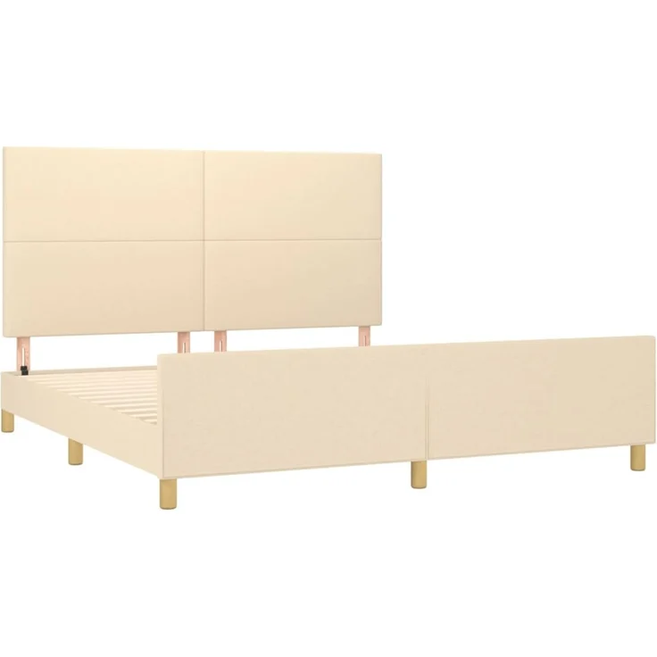 Doppelbett, Bettgestell Modernen ohne Matratze Creme 160x200 cm Stoff d1990e – Bild 4