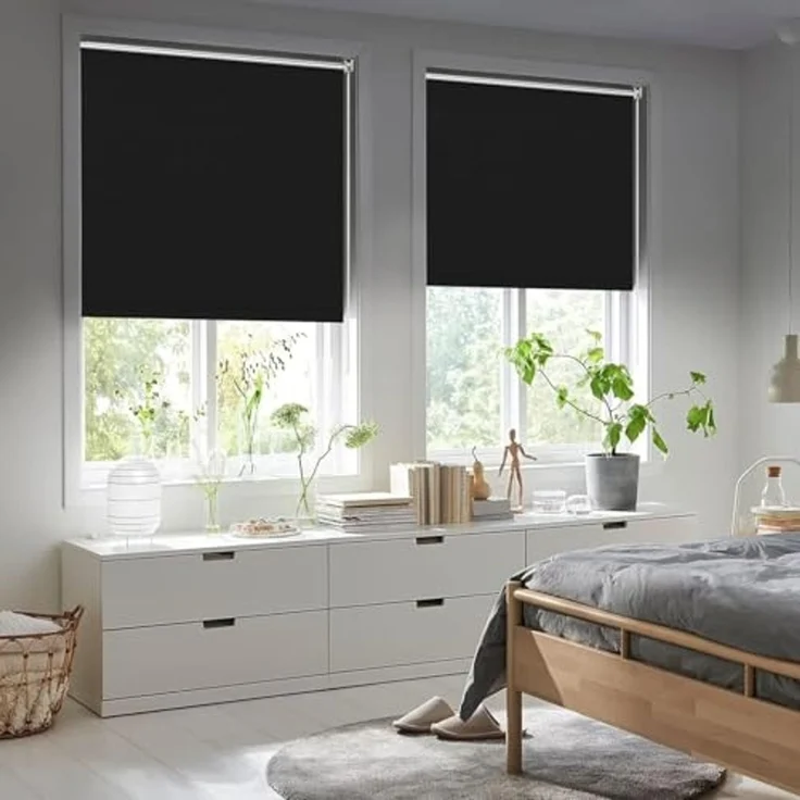 Homland Klemmfix Rollo Verdunkelung Thermorollo ohne Bohren Schwarz 85x170 cm (BxH), Verdunklungsrollo Wandmontage & Deckenmontag, Sichtschutz & Sonnenschutz für Fenster und Tür – Bild 6